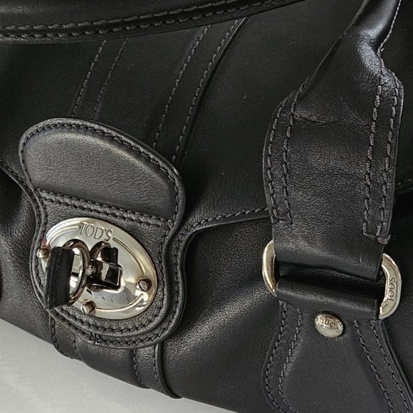 TOD'S Handbag Leather BLK Solid Color - Picture 7 of 14